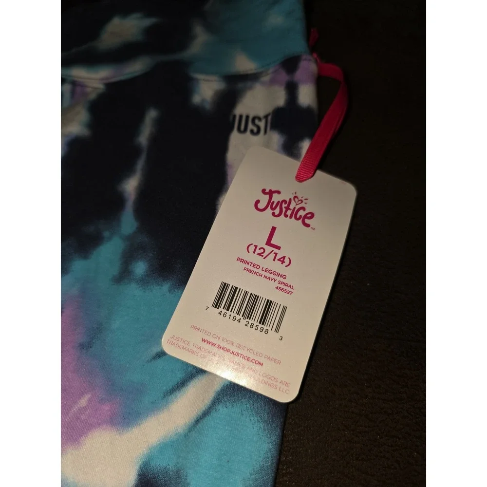 Justice happiness comes in waves dolphin top and tie dye leggings size 12 14 nwt